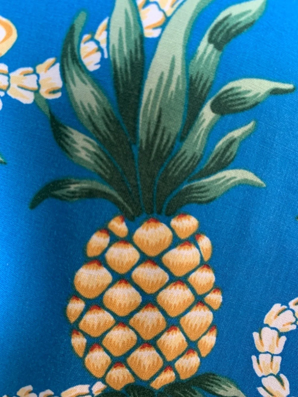 Reyn Spooner Womens Beach Swimsuit Coverup XL Blue Pineapple Print Tassel Tie - Picture 11 of 15